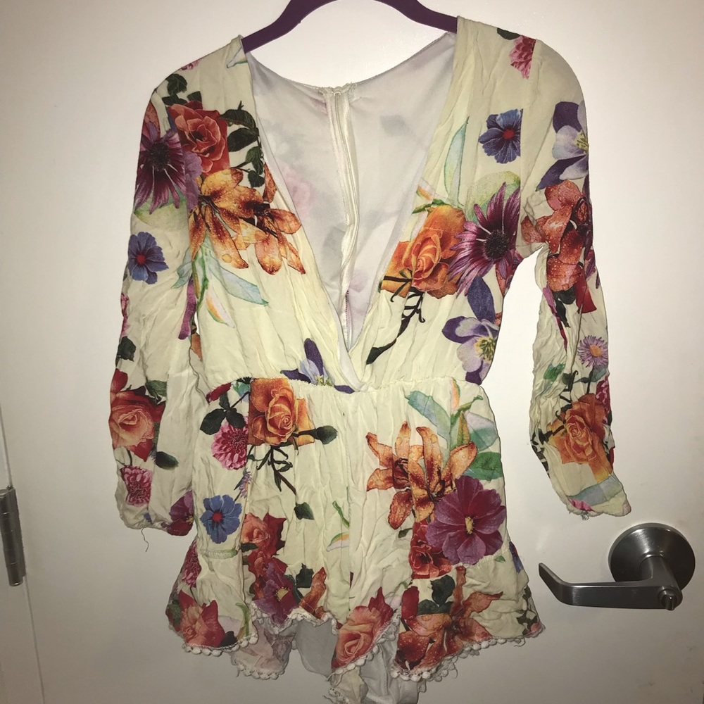 Cream Floral Romper